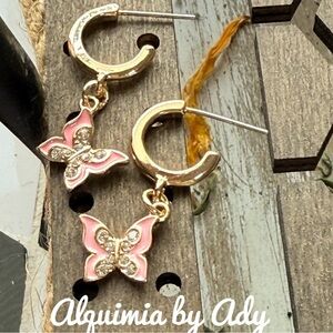 Alquimia Pink and Gold Butterfly Earrings